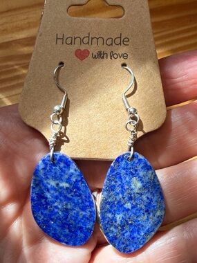 Lapis Blue Teardrop Stone Earrings